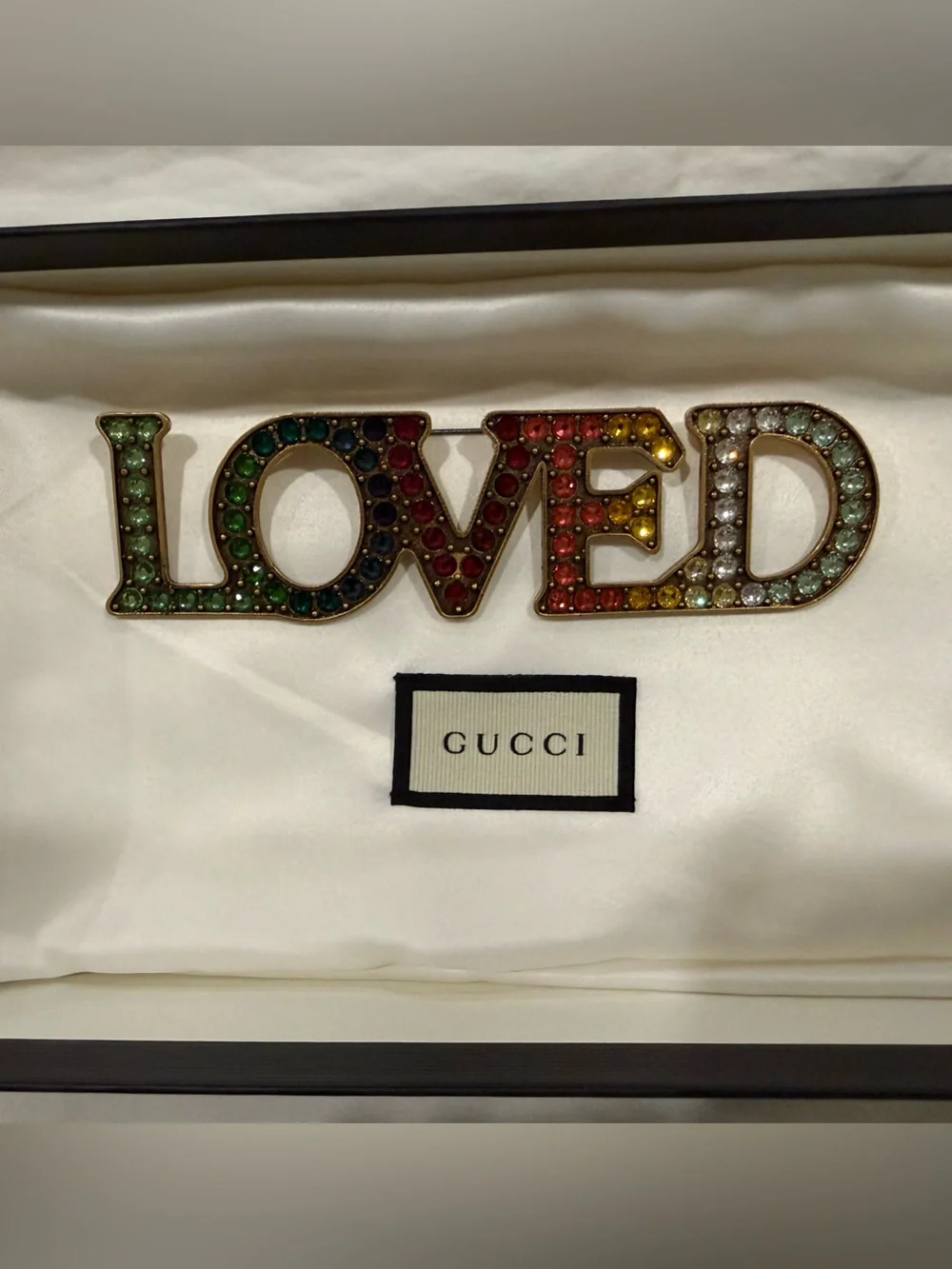 Gucci ‘LOVED’ Fashion Jewelry Brass Pin Brooch rainbow